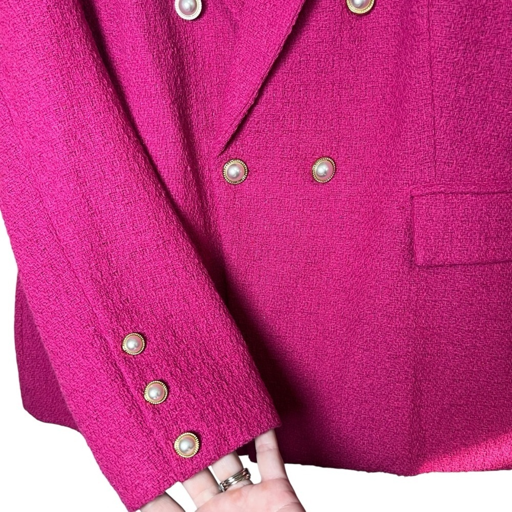 Nanette Lepore Pink Boucle Tweed Double Breasted Blazer Jacket Coat Sz 16 NEW - Picture 5 of 13